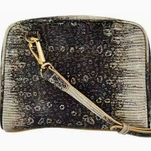 Lori Goldstein Logo Snakeskin Leather Crossbody